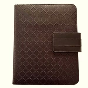 GUCCI Lux Diamante iPad Tablet Case Genuine Dark Brown Leather NEW In Box!